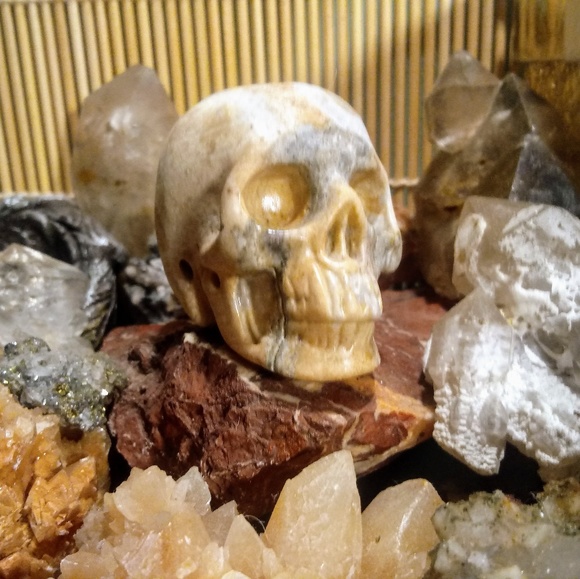 Mr_Skully Other - Natural carved Picasso jasper marble stone skull